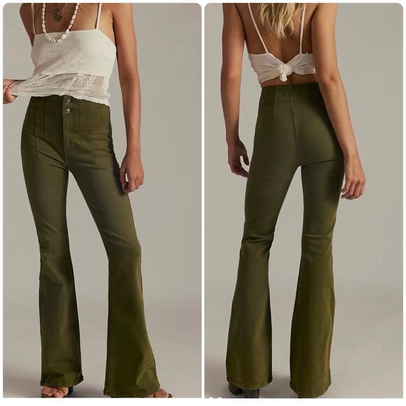 Free People Pants - Free People We The Free Jayde Flare Jeans green Size 27 CLM